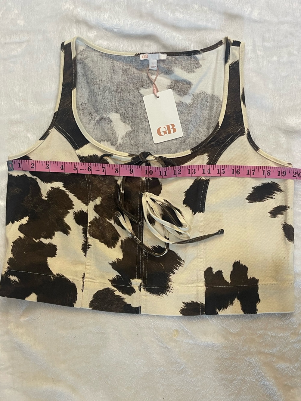 🤎🤍 GB Gianni Bini Cow Print Front Tie Crop Top • Size Medium • NWT NOT FOR SALE - Picture 11 of 14